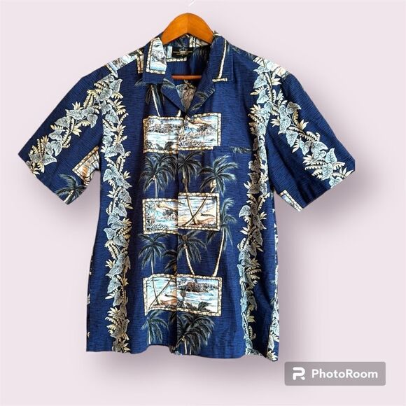 ROYAL CREATIONS Vintage Cotton Hawaiian Button Down Short Sleeve Shirt - Picture 1 of 11